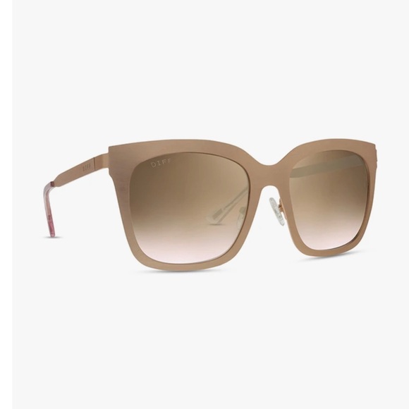 DIFF Ella Sunglasses Rose Gold Frame Brown Gradient Lenses Square NWT - Picture 6 of 11
